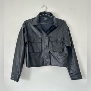 Love Tree Vegan Leather Shirt Jacket